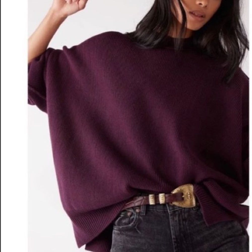 Free People Purple Cowl Neck Sweater